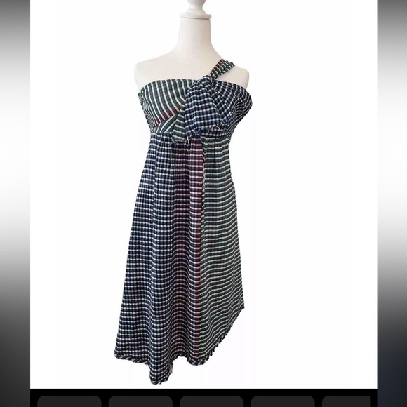 Maeve By Anthropologie Wavelet One Shoulder Strap Ruffle Dress  Size 2 - Picture 2 of 9